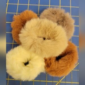 Bundle of 5 Furry 3" Scrunchies Elastic hair bands ponytail holders